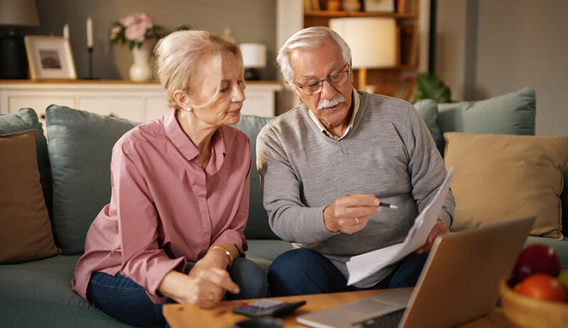 Couple discussing burial insurance in Aurora, IL