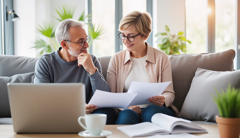 Elderly couple discussing affordable life insurance in Aurora, IL